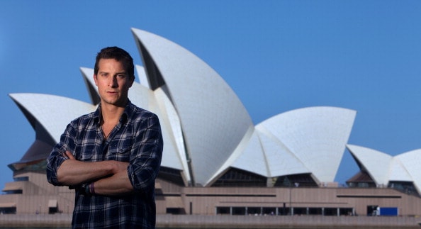 Bear Grylls Attends "Discovery" Press Conference