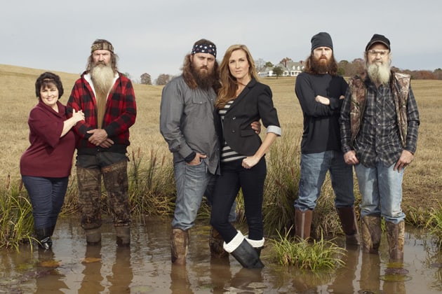 Miss Kay, Phil, Willie, Korie, Jase and Si Robertson (from left)