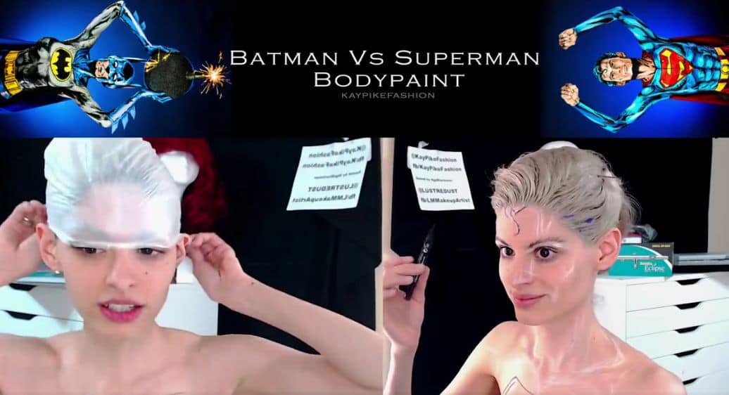 Designer and Model Kay Pike Does an Extraordinary Batman V Superman Bodypaint Demonstration