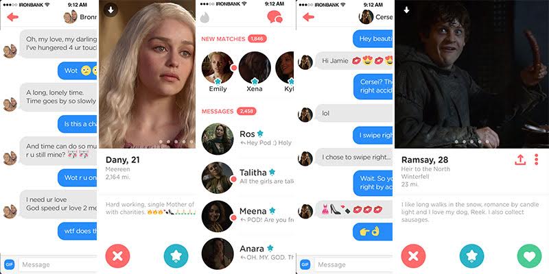 When Game of Thrones Meets Tinder