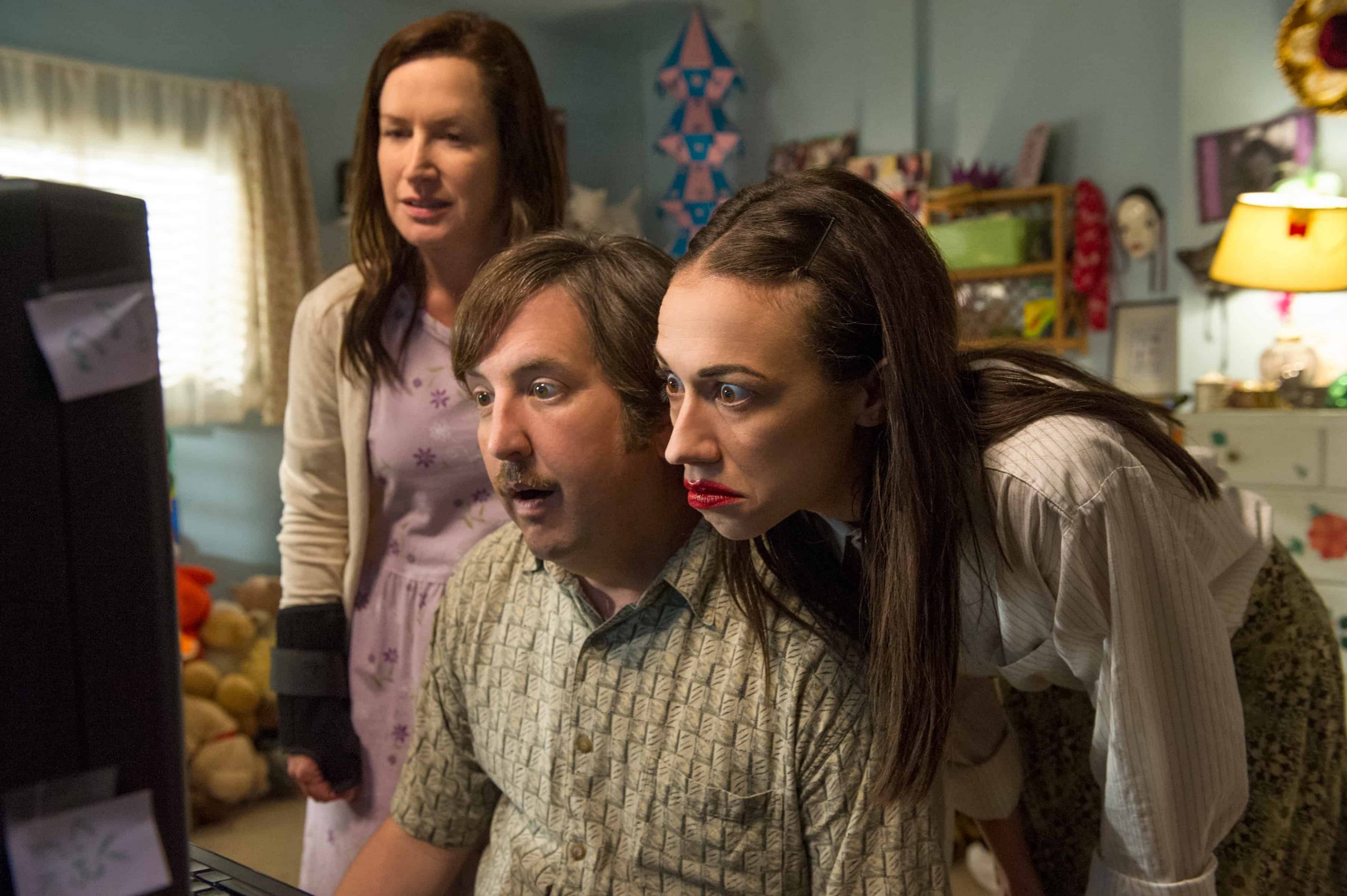 Angela Kinsey, Steve Little, and Colleen Ballinger in 'Haters Back Off'