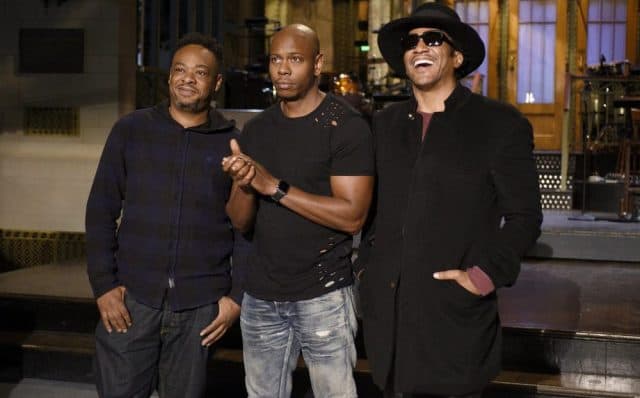 Saturday Night Live - A Tribe Called Quest pose with host Dave Chappelle 