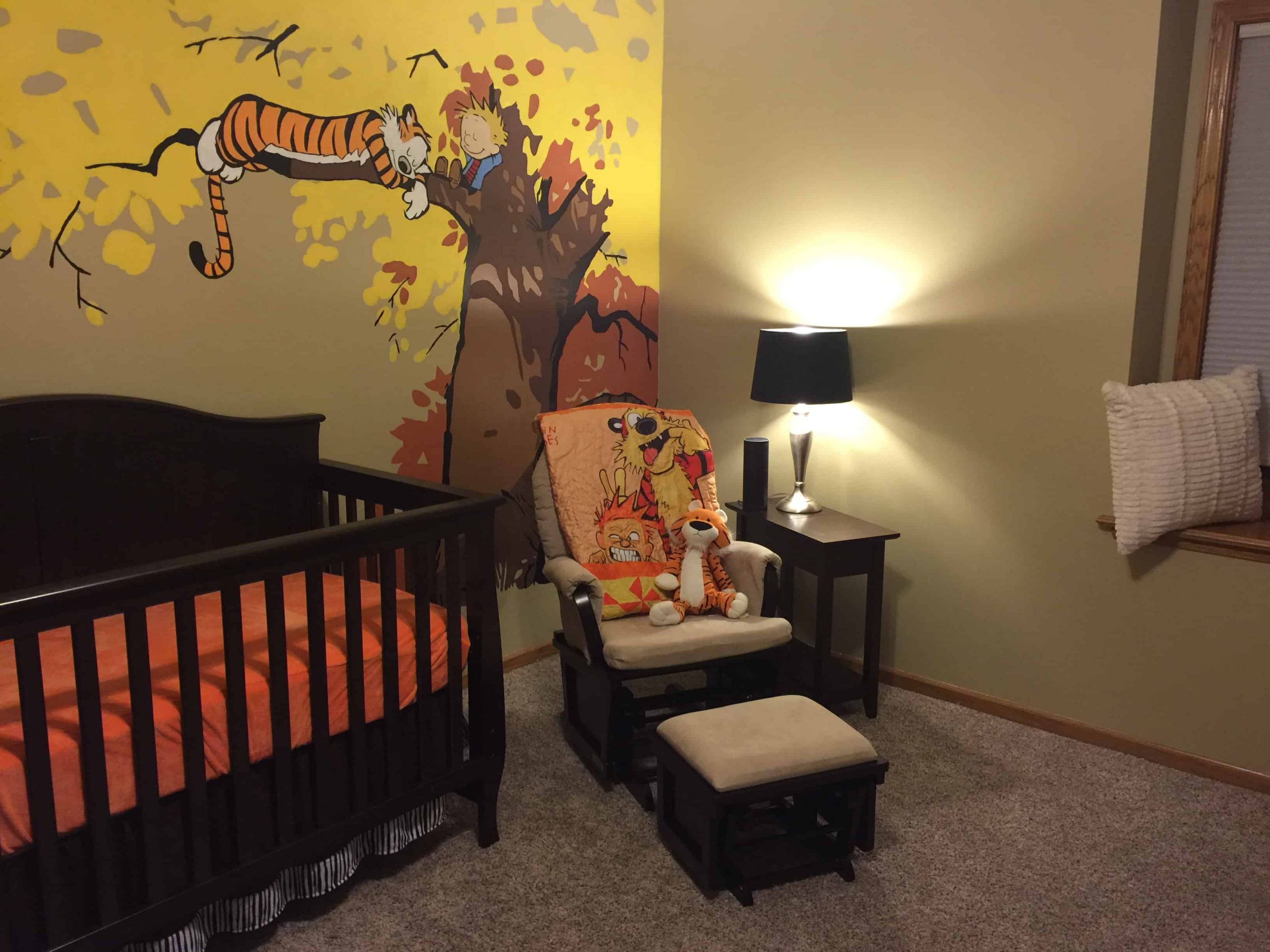 Guy Makes a Calvin and Hobbes Themed Nursery With Painted Mural