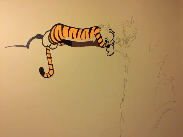 Guy Makes a Calvin and Hobbes Themed Nursery With Painted Mural