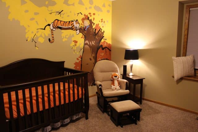 Guy Makes a Calvin and Hobbes Themed Nursery With Painted Mural