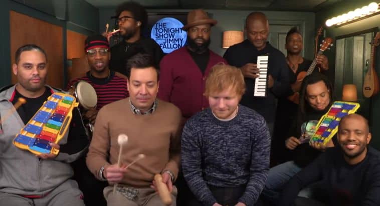 Jimmy Fallon, Ed Sheeran and The Roots Sing “Shape of You”