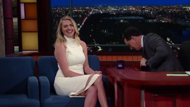 Stephen Colbert Talks S.I. Swimsuit Edition with Kate Upton