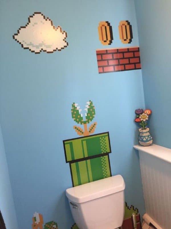 Gamer Creates Awesome Mario inspired 8-bit Bathroom