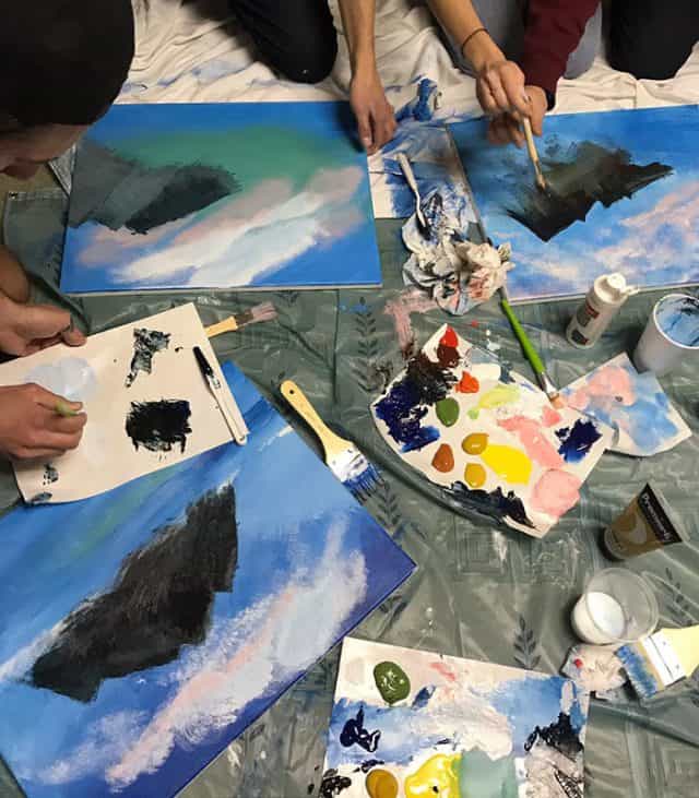 Guy Has Bob Ross Birthday Party Where Everyone Paints Landscapes