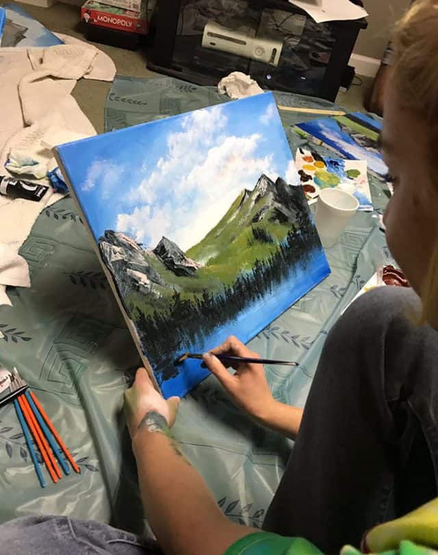 Guy Has Bob Ross Birthday Party Where Everyone Paints Landscapes