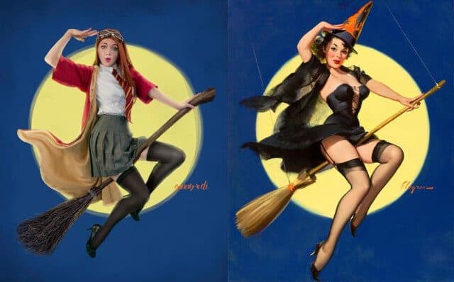 Harry Potter Meets Vintage Pin-Up Art in Enchanting Cosplay Mashup