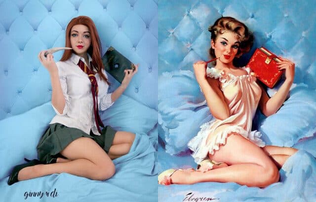 Harry Potter Meets Vintage Pin-Up Art in Enchanting Cosplay Mashup