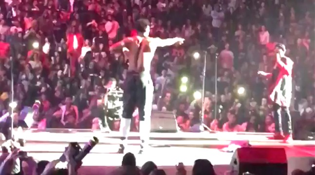 Joel Embiid Joins Meek Mill on Stage and Dances Shirtless