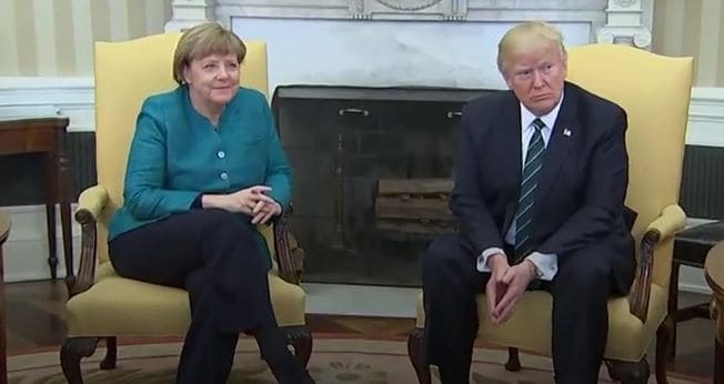 Donald Trump Awkwardly Refuses Handshake With German Chancellor Angela Merkel