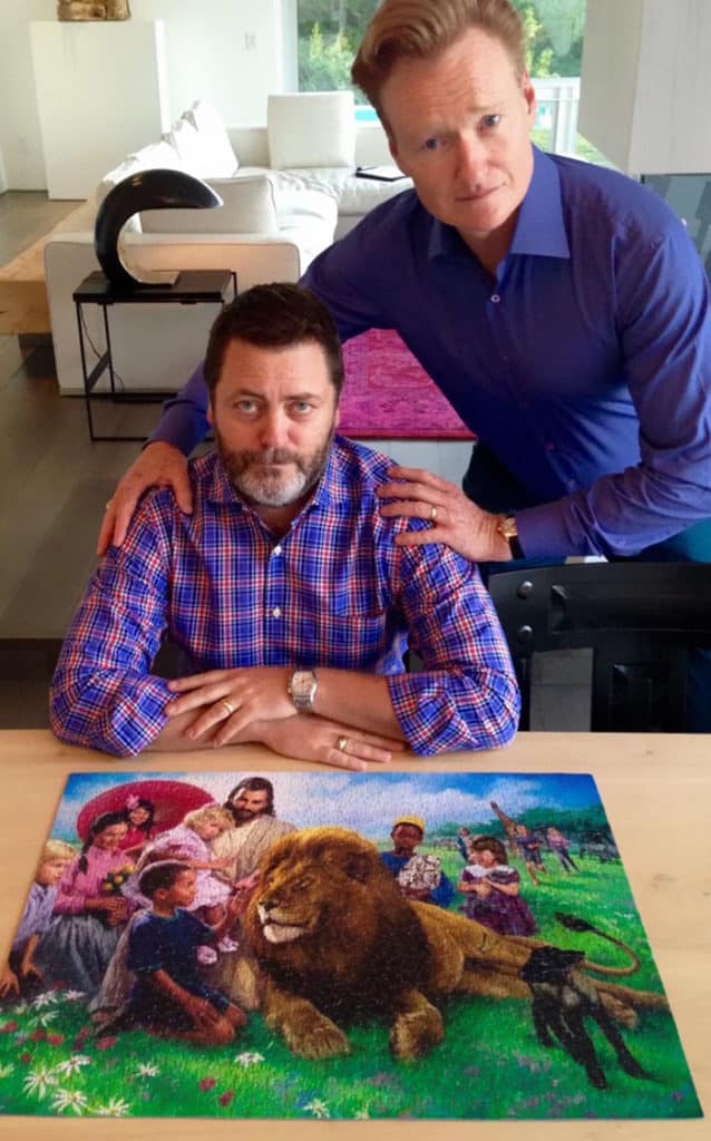 Nick Offerman And Megan Mullaly Love Doing Puzzles Together