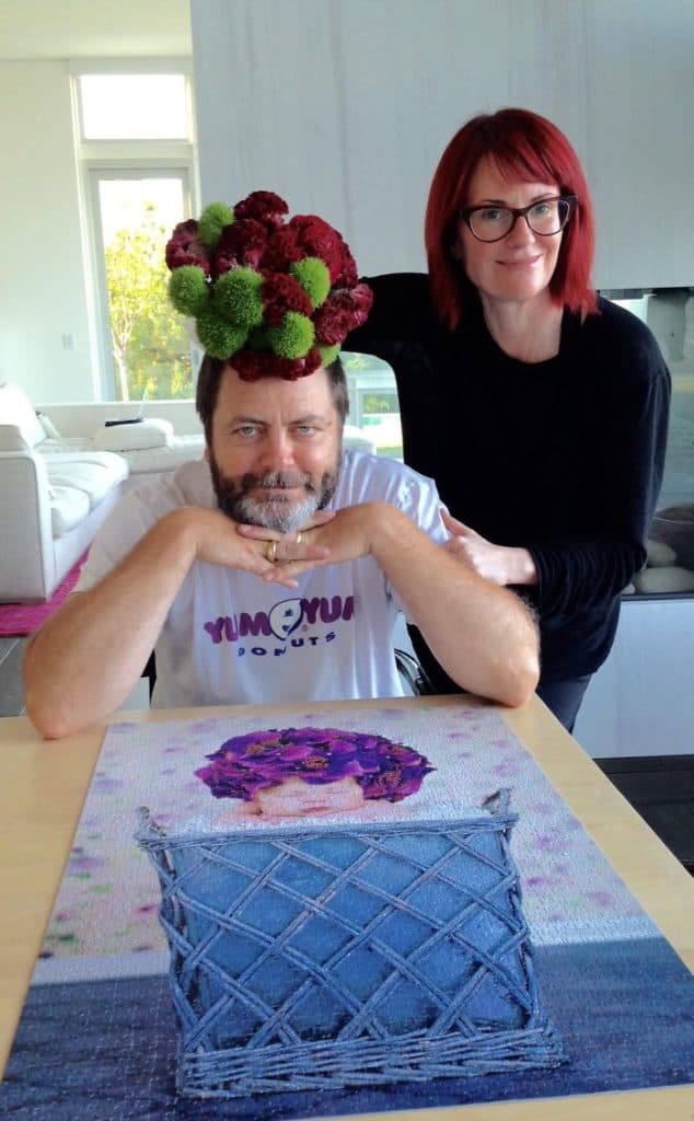 Nick Offerman And Megan Mullaly Love Doing Puzzles Together