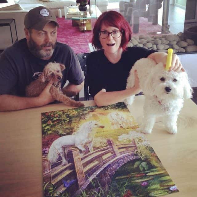 Nick Offerman And Megan Mullaly Love Doing Puzzles Together