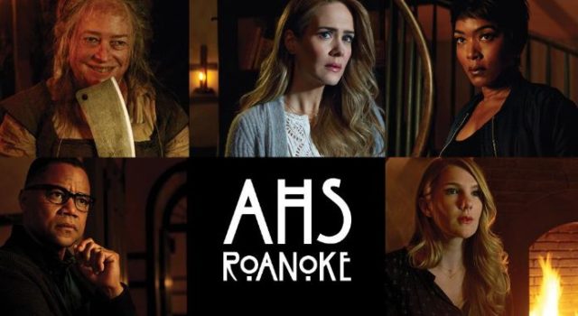 Uma montagem com as estrelas que atuam em Roanoke, em diversos cenários