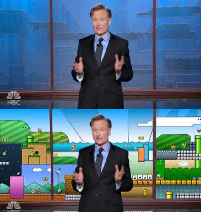 Turns Out the Background of Conan O&#8217;Brien&#8217;s Set is Inspired by Super Mario