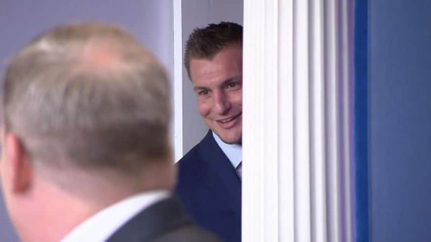 Rob Gronkowski Crashes White House Press Briefing During Patriots Visit