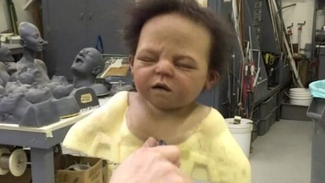 Incredibly Freaky Footage of Life-Like Prop Baby and Man Heads Being Inflated