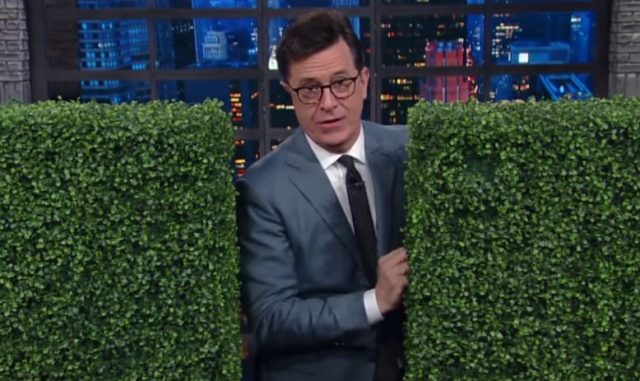 Stephen Colbert Teaches a Lesson in Prepositions Brought to You By Sean Spicer&#8217;s Bushes