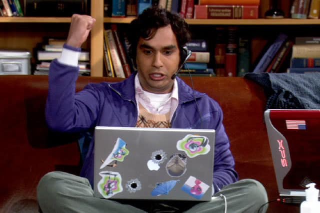 Raj playing on his PC