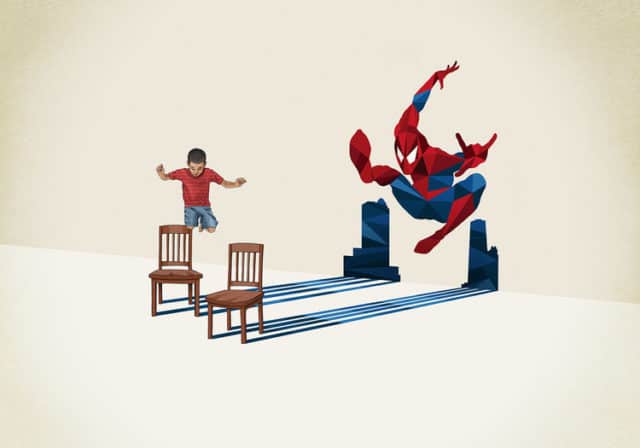 Cute Artwork Shows Kids With Their Superhero Shadows