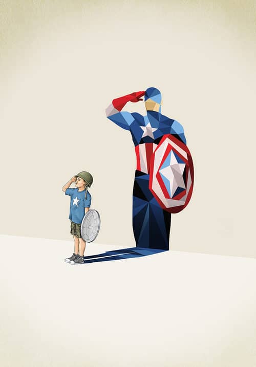 Cute Artwork Shows Kids With Their Superhero Shadows