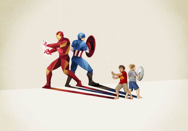 Cute Artwork Shows Kids With Their Superhero Shadows