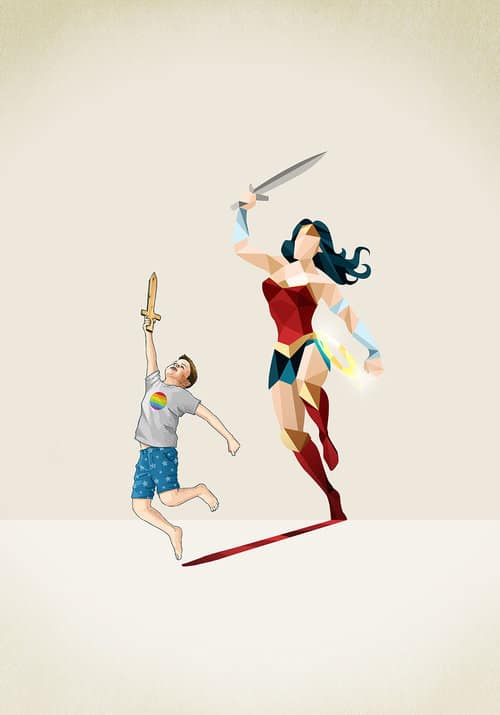 Cute Artwork Shows Kids With Their Superhero Shadows