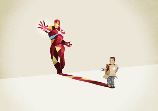 Cute Artwork Shows Kids With Their Superhero Shadows