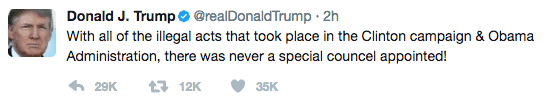 Didn&#8217;t Take Long For Trump to Tweet about Special Counsel Appointment