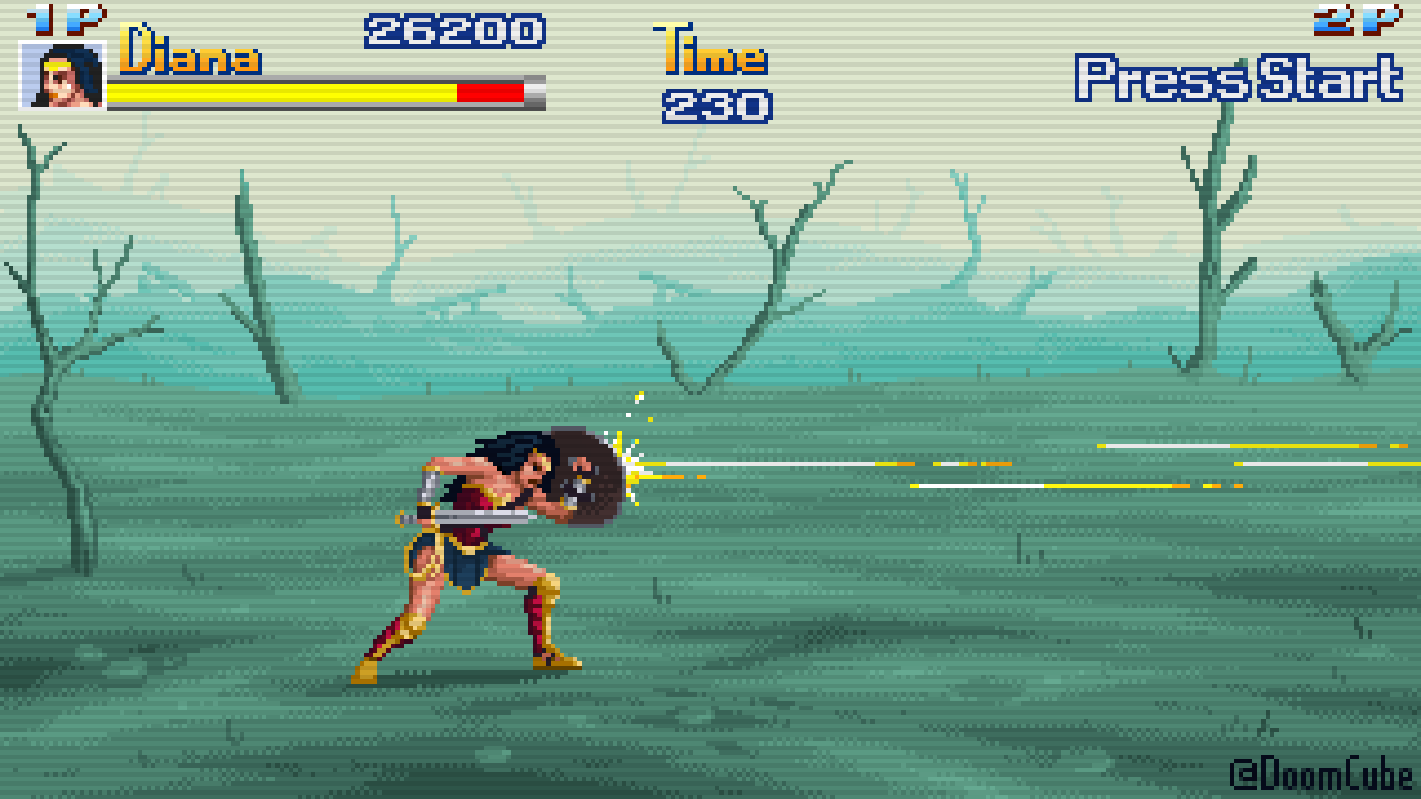 Cool Wonder Woman Movie 8 Bit Arcade Game Mock Up