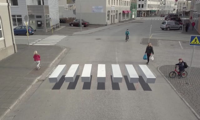 Iceland Using 3-D Painted Crosswalks To Get The Attention Of Distracted Drivers