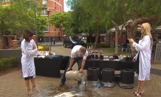 Australian TV Host Nearly Takes A Rocket To The Face During Science Experiment