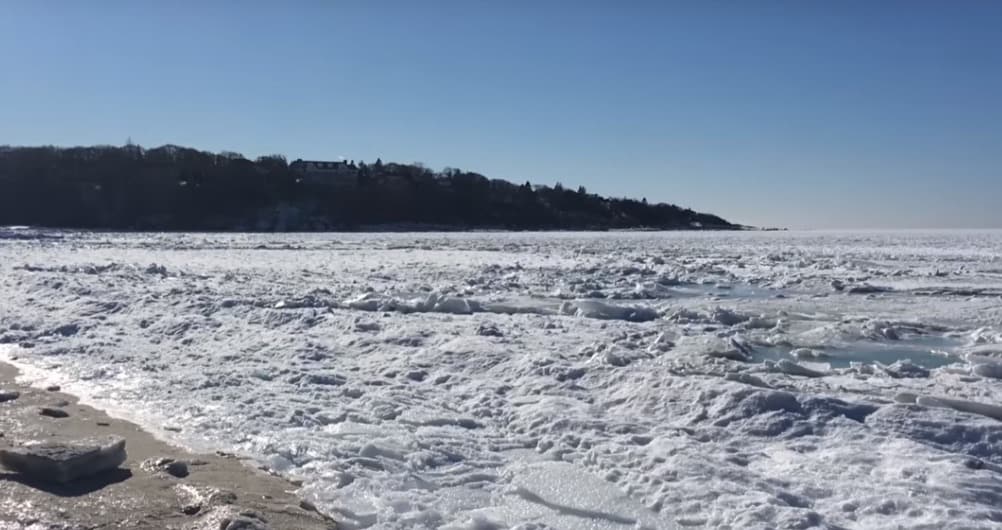 Video of the Frozen Ocean off Cape Cod Beach is Breath Taking