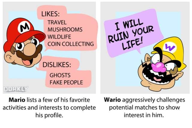 Six Different Ways Mario and Wario Use Tinder