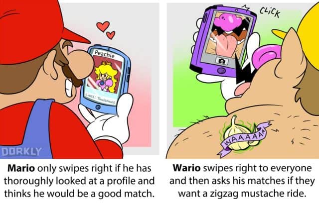 Six Different Ways Mario and Wario Use Tinder