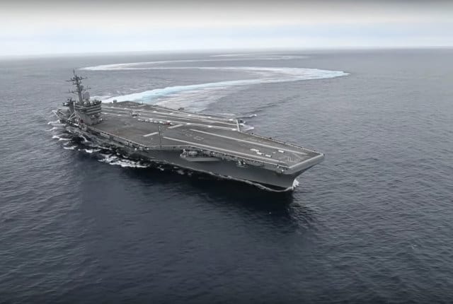 Awesome Video of An Aircraft Carrier at High Speeds Making Sharp Turns