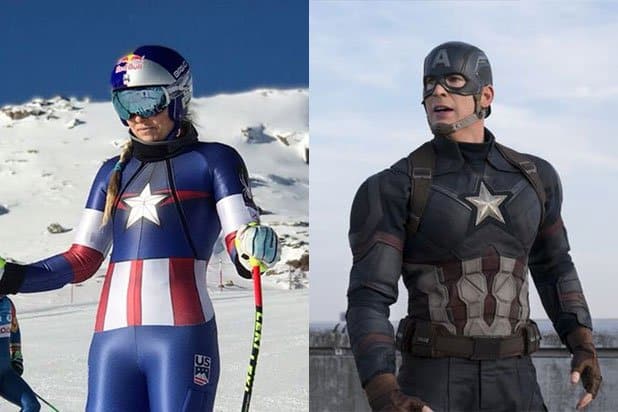 Skier Lindsey Vonn Channels Captain America on the Slopes