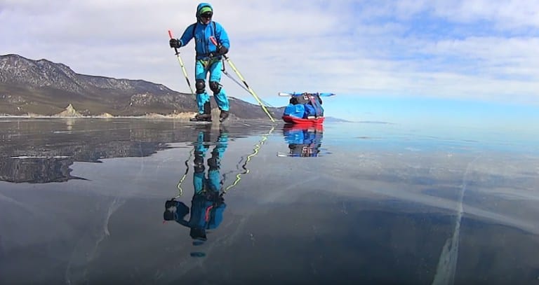 Check Out this Guy Trek across Russia’s Frozen Lake Baikal