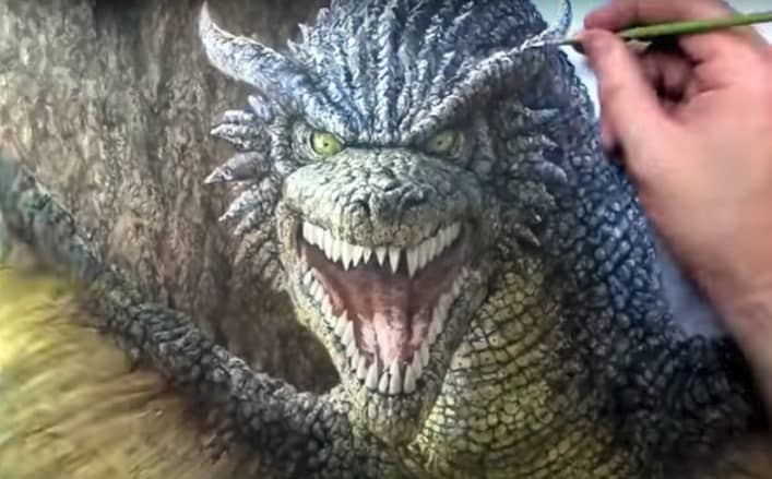 Beautiful 10 Minute Timelapse Of Artist Painting A Realistic Dragon