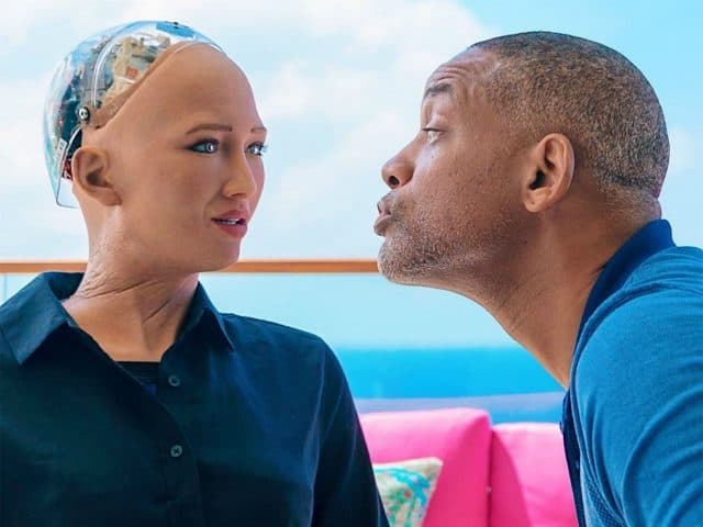 Will Smith Gets Dissed Trying to Kiss Sophia the Robot on Their Date