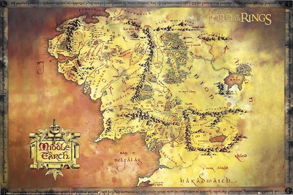 Lord of the Rings Middle Earth map