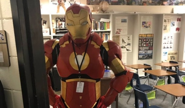 Teacher Builds an Iron Man Suit and Wears it to Class in Anticipation of “Endgame”