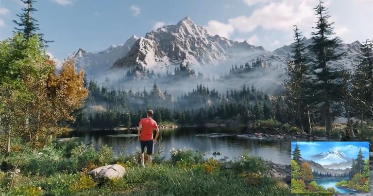 Man Creates Real Life 3D Scene From Iconic Bob Ross Painting