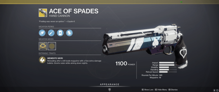 Destiny 2 Ace of Spades