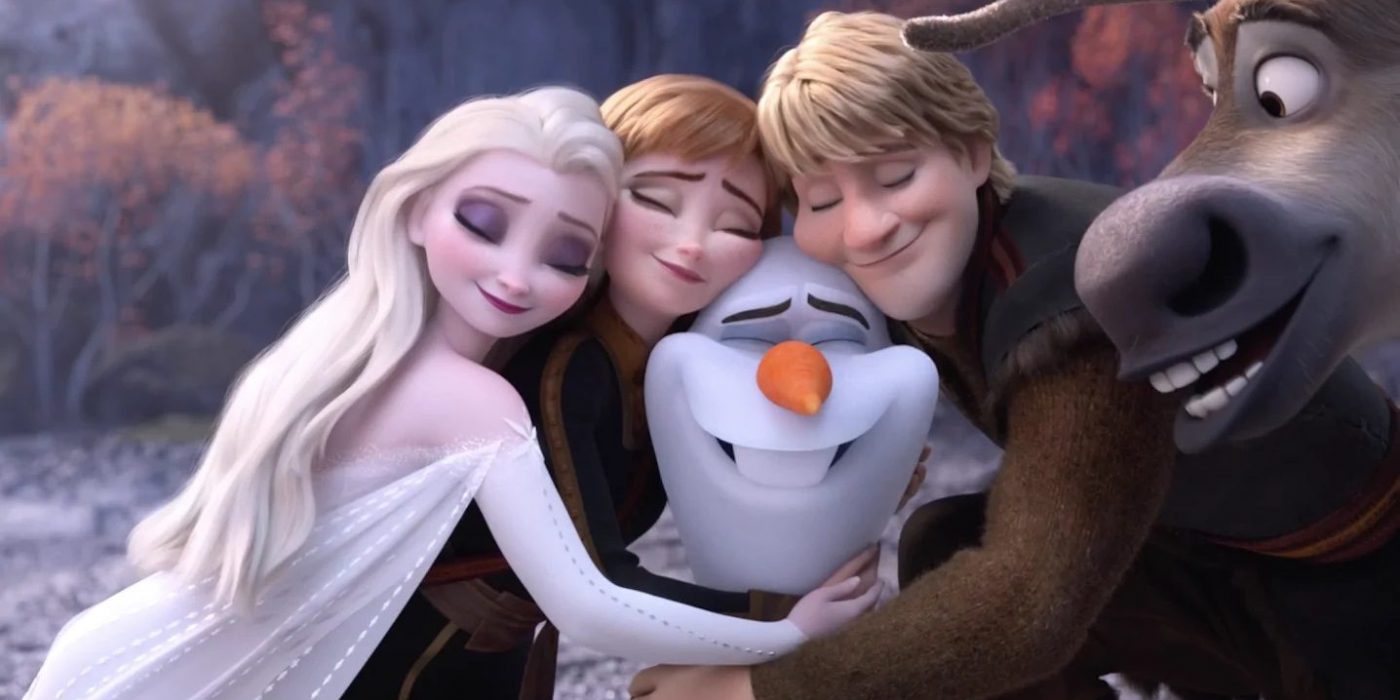 Elsa, Anna, Olaf, and Kristoff in Frozen