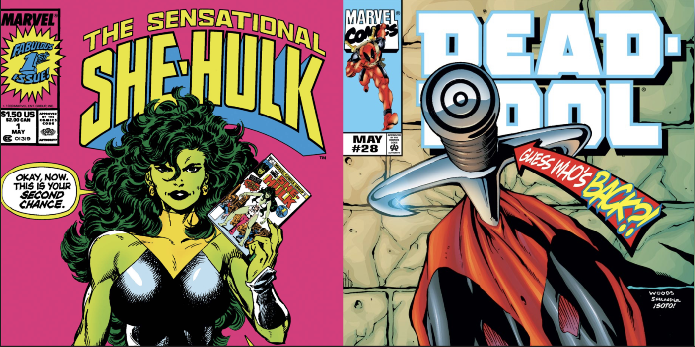 She-Hulk and Deadpool first fourth wall break comic